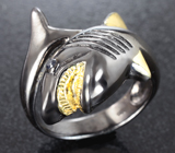 Серебряное кольцо «Акула» с синими сапфирами Серебро 925