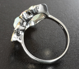 Серебряное кольцо с кристаллическими эфиопскими опалами, разноцветными сапфирами и танзанитом Серебро 925