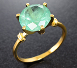 Золотое кольцо с мятно-зеленым уральским изумрудом 1,31 карата Золото