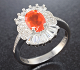 Чудесное серебряное кольцо с ограненным оранжевым опалом 