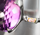 Серебряное кольцо с аметистом 37,16 карата и розовыми сапфирами Серебро 925