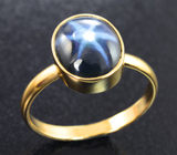 Золотое кольцо cо звездчатым сапфиром 4,03 карата Золото