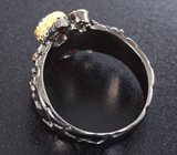 Серебряное кольцо с кристаллическими черными опалами и перидотами Серебро 925