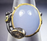 Серебряное кольцо с халцедоном, цитрином и перидотом