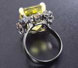 Серебряное кольцо с лимонным цитрином 17+ карат, голубыми топазами и желтыми цитринами Серебро 925