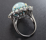 Серебряное кольцо с аквамарином и голубыми топазами