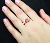 Элегантное серебряное кольцо с розовым топазом и рубином  Серебро 925