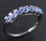 Чудесное серебряное кольцо c синими сапфирами Серебро 925