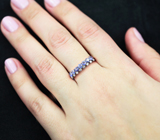 Чудесное серебряное кольцо c синими сапфирами Серебро 925
