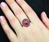 Великолепное серебряное кольцо с рубином и разноцветными сапфирами бриллиантовой огранки Серебро 925