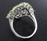Замечательное серебряное кольцо с аметистами и перидотами