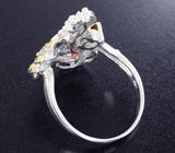 Серебряное кольцо с кристаллическим эфиопским опалом, медовым турмалином и голубым топазом Серебро 925
