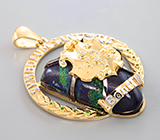 Кулон с малахитом в азурите 62,7 карата, диопсидами и бриллиантами Золото