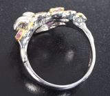 Серебряное кольцо с арбузным турмалином и розовыми сапфирами