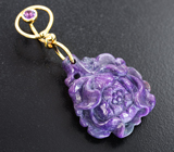 Золотой кулон с редким резным сугилитом 18,78 карата и аметистом Золото