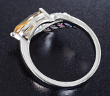 Праздничное серебряное кольцо с цитрином  Серебро 925
