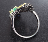 Великолепное черненое серебряное кольцо с изумрудами Серебро 925