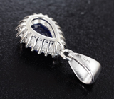 Изящный серебряный кулон с синим сапфиром Серебро 925