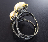 Серебряное кольцо с жемчугом, диопсидом и альмандином гранатом Серебро 925