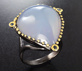 Серебряное кольцо с халцедоном и синими сапфирами Серебро 925