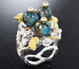 Серебряное кольцо с говлитом и родолитами