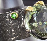 Серебряное кольцо с зеленым аметистом 20+ карат и диопсидом Серебро 925