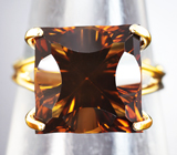Золотое кольцо c чистейшим коньячным цитрином лазерной огранки 6,34 карата Золото