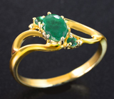 Золотое кольцо с насыщенными уральскими изумрудами 0,51 карата