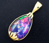 Золотой кулон с ярким кристаллическим черным опалом 4,98 карата Золото