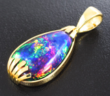 Золотой кулон с ярким кристаллическим черным опалом 4,98 карата Золото