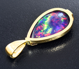 Золотой кулон с ярким кристаллическим черным опалом 4,98 карата Золото