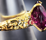 Золотое кольцо с крупным рубеллитом 14,03 карата и бриллиантами Золото