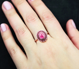 Превосходное серебряное кольцо с рубинами и розовыми сапфирами Серебро 925