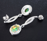 Элегантные серебряные серьги с кристаллическими эфиопскими опалами  Серебро 925