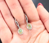 Элегантные серебряные серьги с кристаллическими эфиопскими опалами  Серебро 925