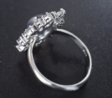 Серебряное кольцо cо звездчатым 3,73 карата, васильковыми и синими сапфирами Серебро 925