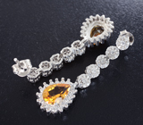 Элегантные серебряные серьги с цитринами Серебро 925