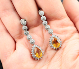 Элегантные серебряные серьги с цитринами Серебро 925