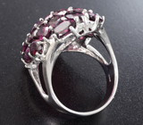 Шикарное серебряное кольцо с родолитами