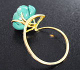 Золотое кольцо с резной армянской бирюзой 7,31 карата Золото