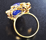 Золотое кольцо с крупным насыщенным кабошоном танзанита 15,94 карата и бриллиантами Золото
