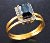 Золотое кольцо с чистейшим индиголитом турмалином 3,21 карата и бриллиантами Золото