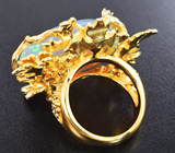 Фантастическое золотое кольцо с кристаллическим эфиопским опалом 24,32 карата и бриллиантами Золото
