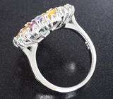 Праздничное серебряное кольцо с ограненными опалами, танзанитами, рубинами, цитринами, изумрудами Серебро 925