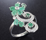 Изысканное серебряное кольцо с изумрудами Серебро 925