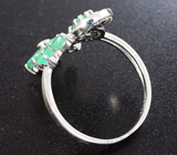 Изысканное серебряное кольцо с изумрудами Серебро 925