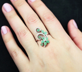 Изысканное серебряное кольцо с изумрудами Серебро 925