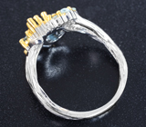 Симпатичное серебряное кольцо с насыщенно-синим и голубыми топазами Серебро 925