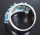 Эффектное серебряное кольцо с «неоновыми» апатитами Серебро 925