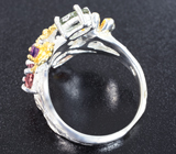 Серебряное кольцо с разноцветными турмалинами и аметистами Серебро 925